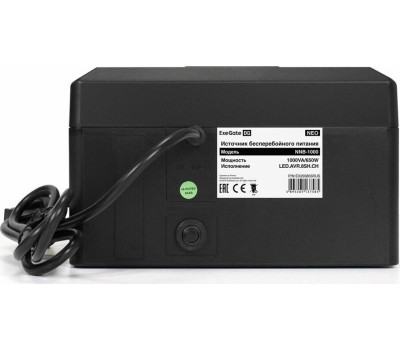 Exegate EX293855RUS ИБП ExeGate NEO NNB-1000.LED.AVR.8SH.CH <1000VA/650W, LED, AVR, 8*Schuko, 4*USB-порта для зарядки, Black>