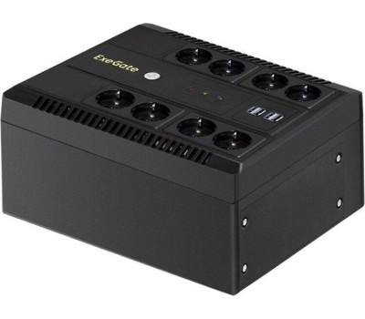 Exegate EX293855RUS ИБП ExeGate NEO NNB-1000.LED.AVR.8SH.CH <1000VA/650W, LED, AVR, 8*Schuko, 4*USB-порта для зарядки, Black>