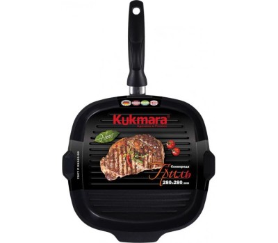 Сковорода KUKMARA Сковорода-гриль а/пр литая 28х28см съемн/руч Темный мрамор ТМ