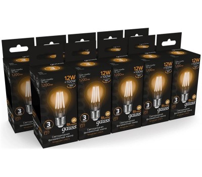 GAUSS Лампа LED E27, груша, 12Вт, 102902112, 10 шт