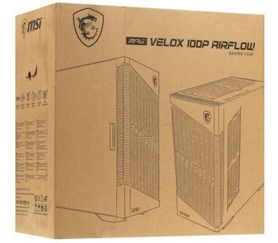 Корпус для ПК MSI Корпус MPG VELOX 100P AIRFLOW 2xUSB 3.0, 1xType C, 1x120mm ARGB Fan, 3x120mm Black Fan, ARGB Control Board, Tempered Glass Window, Plastic Mesh, Brown box (829292)