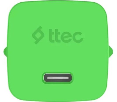 TTEC Сетевое зарядное устройство SmartCharger GAN 45W AVS PD Travel Fast Charger с кабелем USB-C - USB-C 3A. Длина кабеля: 120см. Цвет: неоновый зеленый