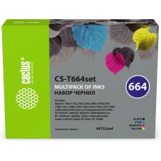 Чернила CACTUS Чернила CS-T664set 664 голубой/пурпурный/желтый/черный набор 4x70мл для Epson L130,L110,L100,L220,L200,L310,L300,L360,L361,L380,L382,L350,L355,L365,L395,L405,L485,L495,L555,L565,L575,Expression ET-2500,ET-2550,ET-2600,ET-2650,ET-4500;WorkFo