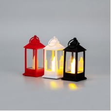 NEON-NIGHT Набор из 3 фонарей со свечкой 5,5х5,5х12,5 см, цвет корпуса белый, красный, черный, цвет свечения теплый белый, питание 3xLR1130