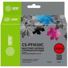 CACTUS Картридж струйный CS-PFI030C PFI-030C голуб.пигм. (55мл) для Canon imagePROGRAF TA-20/30, TM-240/340 с чипом