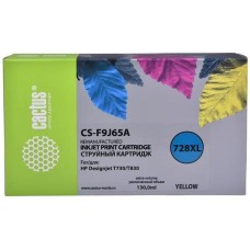 Картридж струйный CACTUS Картридж струйный CS-F9J65A 728XL желтый (130мл) для HP DJ T730/T830 с чипом