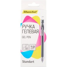 SILWERHOF Набор ручек гелев. автоматическая NG Standart d=0.5мм син. черн. кор.карт. (12шт)