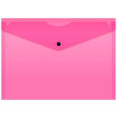 БЮРОКРАТ Конверт на кнопке Неон DNEPK803A4PINK A4 гориз. пластик 0.15мм розовый