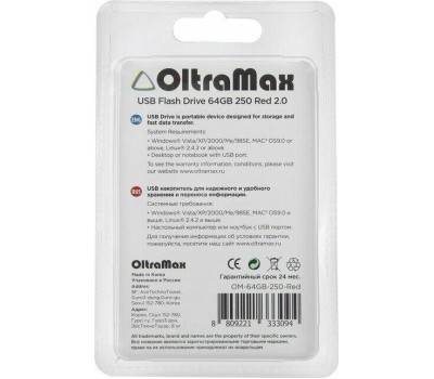 USB флэш-накопитель OLTRAMAX OM-64GB-250-красный