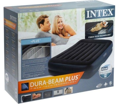 Матрас надувной INTEX Матрас надув.QUEEN PILLOW REST 152x203x42см(+встр.насос 220В) (в коробке) Арт. 64124NP