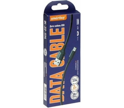 Кабель SMARTBUY (iK-22-S14b) S14 MicroUSB черный, 3 А, 2 м