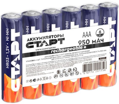 Аккумулятор СТАРТ (17566) HR03 ААА 950mah NIMH-SH6
