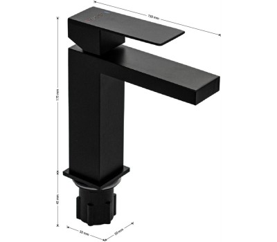 Смеситель для раковины MAGNUS 9157 Смеситель для раковины, квадратный корпус, из нержавеющей стали марки 304, цвет ЧЕРНЫЙ.