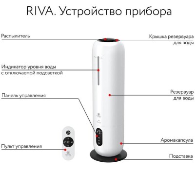 Увлажнитель воздуха ROYAL CLIMA RUH-RV300/8.0E-WT ультразвуковой, 8л, белый/черный