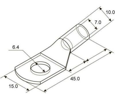 Наконечник REXANT Наконечник медный луженый ТМЛ 25–6–8 (25мм² - Ø6мм) ГОСТ 7386-80 (в упак. 5 шт.)