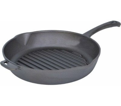 РОССИЯ 0426 Сковорода-гриль чугунная, 26 см, с литой ручкой