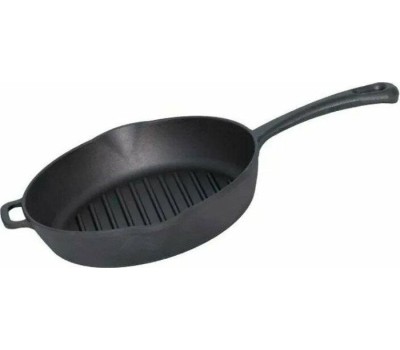 РОССИЯ 0426 Сковорода-гриль чугунная, 26 см, с литой ручкой