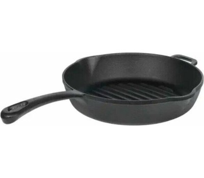 РОССИЯ 0426 Сковорода-гриль чугунная, 26 см, с литой ручкой