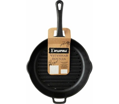 РОССИЯ 0426 Сковорода-гриль чугунная, 26 см, с литой ручкой