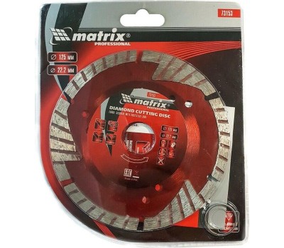 Диск алмазный MATRIX Диск алмазный, отрезной сегментный с защитными сект, 125 х 22.2 мм, сухая резка Professional 73153