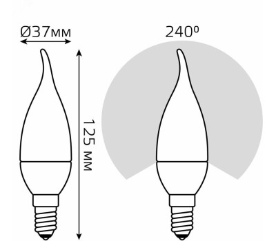 GAUSS Упаковка ламп LED E14, свеча, 6.5Вт, 10 шт. [104101107]