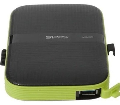 SILICON POWER 4ТБ Внешний диск HDD Armor A60, USB 3.0, черный/зеленый [sp040tbphda60s3k]