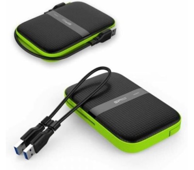 SILICON POWER 4ТБ Внешний диск HDD Armor A60, USB 3.0, черный/зеленый [sp040tbphda60s3k]