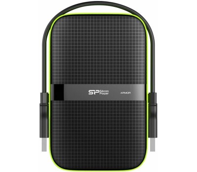 SILICON POWER 4ТБ Внешний диск HDD Armor A60, USB 3.0, черный/зеленый [sp040tbphda60s3k]