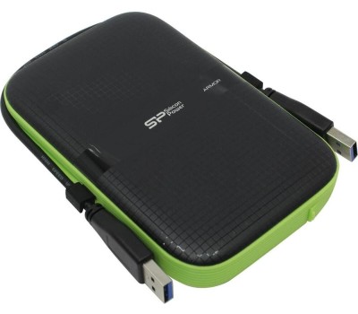 SILICON POWER 4ТБ Внешний диск HDD Armor A60, USB 3.0, черный/зеленый [sp040tbphda60s3k]