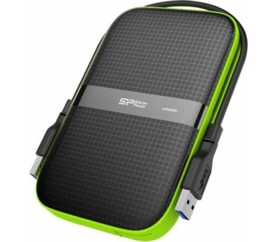 SILICON POWER 4ТБ Внешний диск HDD Armor A60, USB 3.0, черный/зеленый [sp040tbphda60s3k]