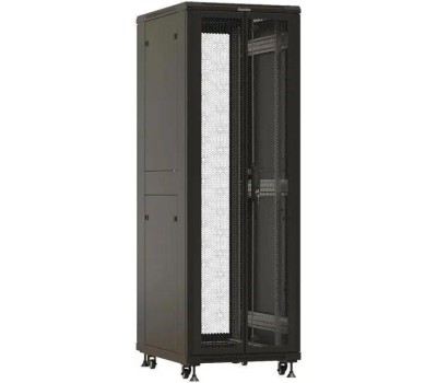 HYPERLINE Шкаф серверный TTBR-4261-DD-RAL9004 напольный, перфорированная двустворчатая передняя дверь, 42U, 600x2055x1000 мм