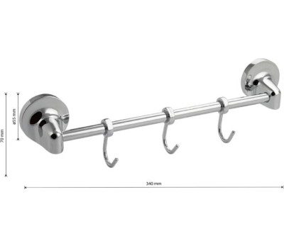 САНАКС - Вешалка с тремя крючками, прямая, с универсальным крепежом (самоклейка или дюбель-шуруп) 1113