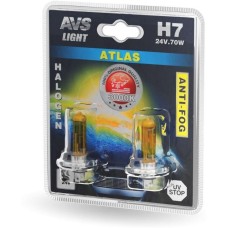 Лампа галогенная AVS /ATLAS ANTI-FOG/желтый H7. 24V.70W.блистер 2шт