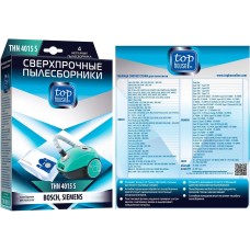 TOP HOUSE THN 4015 S Сверхпрочные нетканые пылесборники с антибактериальной обработкой, 4 шт (392470)