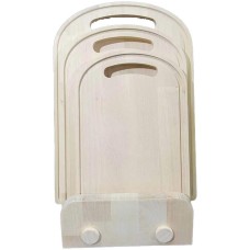 РОССИЯ 372006 Набор разделочных досок 1,8 см, массив березы, 3 шт: 18х26, 21х30, 24х34 см, на подставке