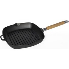 РОССИЯ 0624 Сковорода-гриль чугунная, 24 см, со съемной ручкой