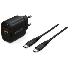 СЗУ PHILIPS Сетевое зарядное устройство DLP2560, USB-A, USB-C, 25Вт, 1.5A, черный [dlp2560db/97]