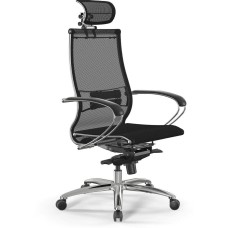 МЕТТА Кресло Samurai S-2 черный сиденье черный сетка с подголов. крестов. алюминий хром