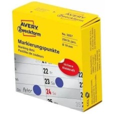 AVERY ZWECKFORM Этикетки 3857 250шт на листе диаметр 19мм/70г/м2/синий самоклей. универсальная