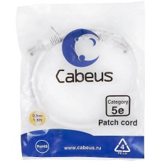 CABEUS Патч-корд PC-UTP-RJ45-Cat.5e-0.5m-WH-LSZH U/UTP RJ-45 вил.-вилка RJ-45 кат.5E 0.5м белый LSZH