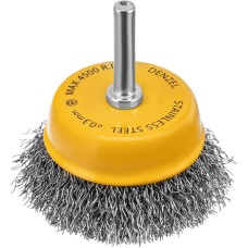 DENZEL Щетка для дрели, 65 мм, Чашка, со шпилькой , нержавеющая витая проволока 744613