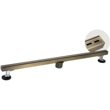 САНАКС - Трап 800х32 мм, нержавеющая сталь, линейный, вертикальный, щелевой, с сухим затвором, двухсторонняя решетка , цвет БРОНЗА. 40068