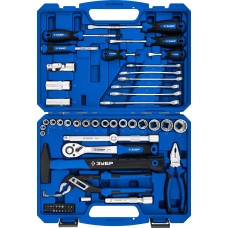 ЗУБР Универсал-63, 63 предм., (1/2″+ 1/4″), универсальный набор инструмента, Профессионал (27670-H58)