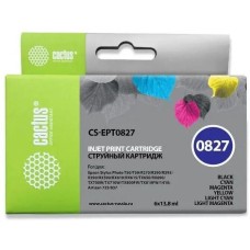 Картридж струйный CACTUS Картридж струйный CS-EPT0827 черный/голубой/пурпурный/желтый/светло-голубой/светло-пурпурный набор (82.8мл) для Epson Stylus Photo R270/290/RX590 с чипом