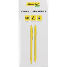 SILWERHOF Ручка шариков. Eco желтый/синий d=1мм син. черн. сменный стержень стреловидный пиш. наконечник линия 0.7мм шестигр. без инд. Маркировки