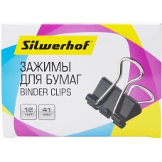 SILWERHOF Зажимы 510017 сталь 41мм черный (упак.:12шт) картонная коробка