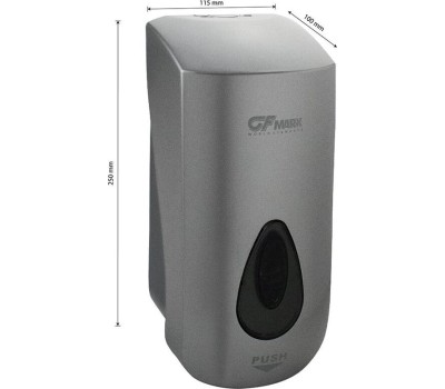 Дозатор для жидкого мыла GFMARK 620 Дозатор жидкого МЫЛА, универсальный, пластиковый, СЕРЫЙ, большой, с глазком-капля, 1000 м