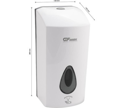 Дозатор д/жидкого мыла GFMARK 6393 Дозатор Сенсорный, для жидкого мыла, пластик АБС, Белый, большой, с глазком-капля, 1000 мл, ДхГхВ(145х140х280)мм