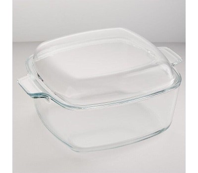 Форма для запекания ЗАБАВА РК-512 Квадратная кастрюля с крышкой из термостойкого стекла 2,7л