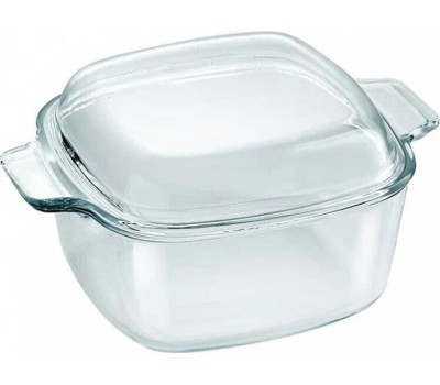 Форма для запекания ЗАБАВА РК-512 Квадратная кастрюля с крышкой из термостойкого стекла 2,7л